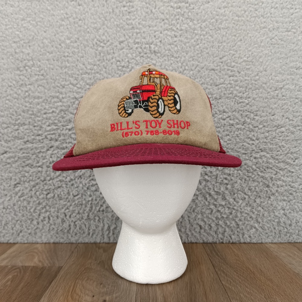 Tractor Trucker Hat VTG Bill's Toy Shop‎ Tractor Adjustable Snapback Made in USA